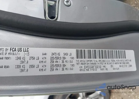 2015 Dodge Journey Crossroad z USA, uszkodzony, nr VIN 3C4PDCGG8FT632182